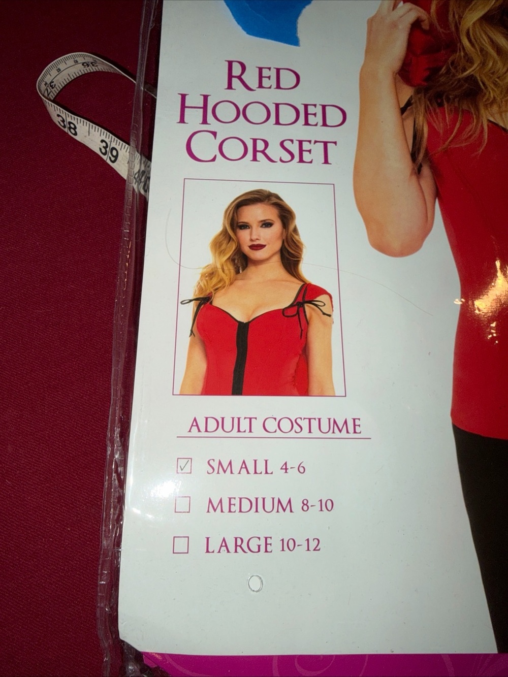 Red black corset with detachable Red hood Red Riding Hood Sexy Top Size Small S - Picture 14 of 16